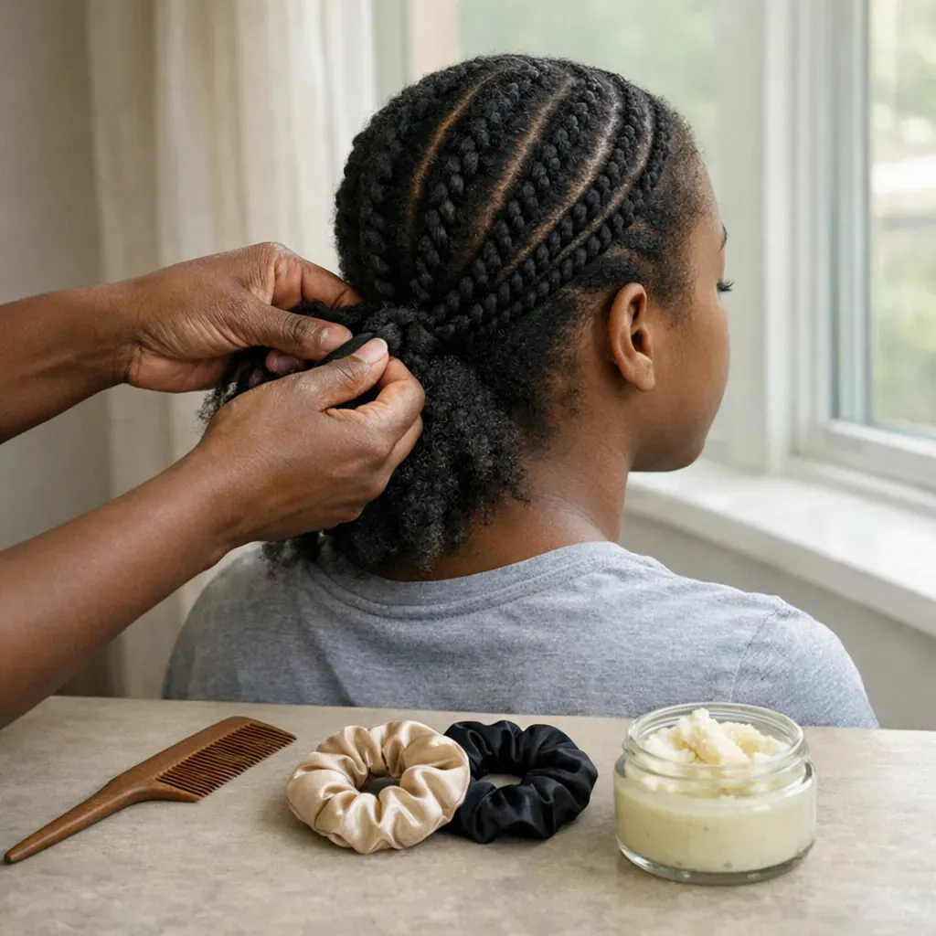 Une Ado choisit une Coiffure en tresses pour ses cheveux crépus