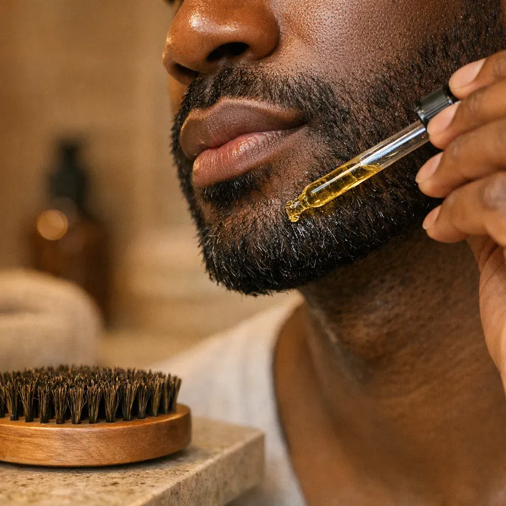 L’application d’Huile de Ricin sur la barbe se fait goutte à goutte