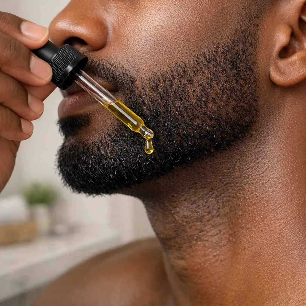 Que montre l’Huile de ricin sur la barbe avant/après ?