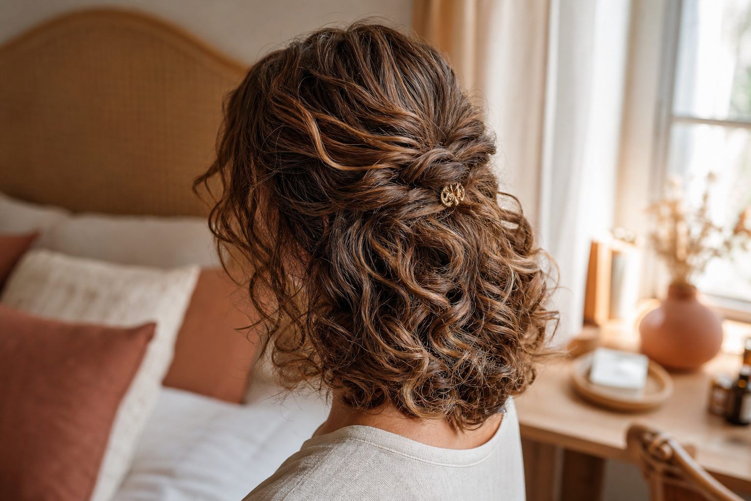 Plus d’idées de coiffures pour cheveux bouclés mi-longs