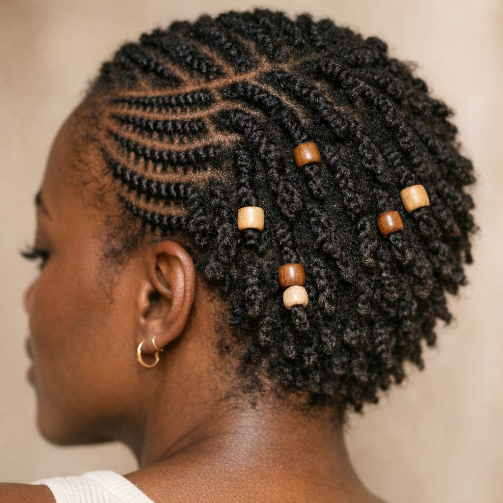 Les Cheveux Crépus naturels courts se portent aussi tressés