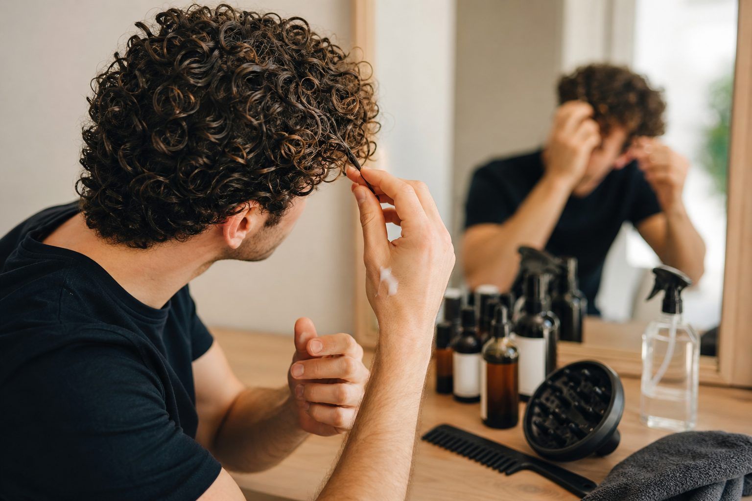 Coiffer les cheveux bouclés homme avec un diagnostic décisionnel