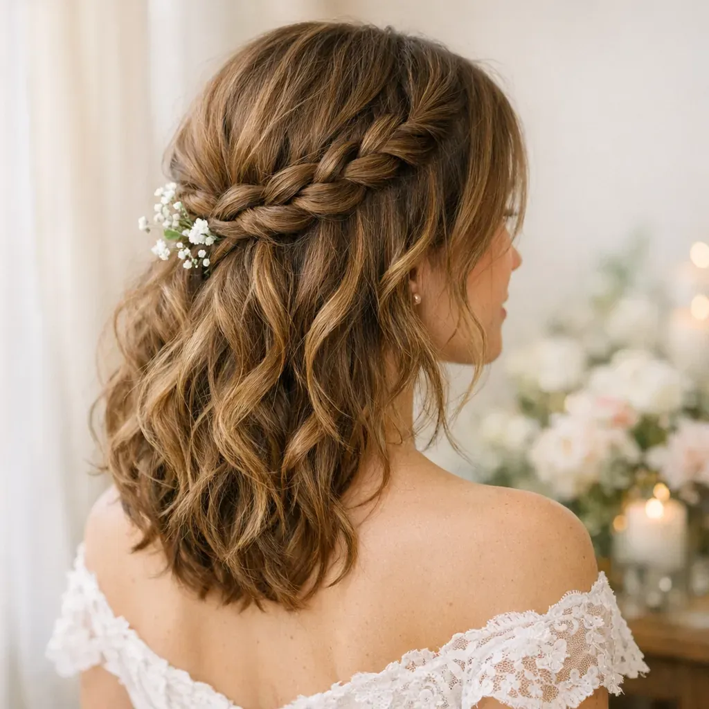 Coiffure tresse cheveux mi long mariage : élégante sans tirer