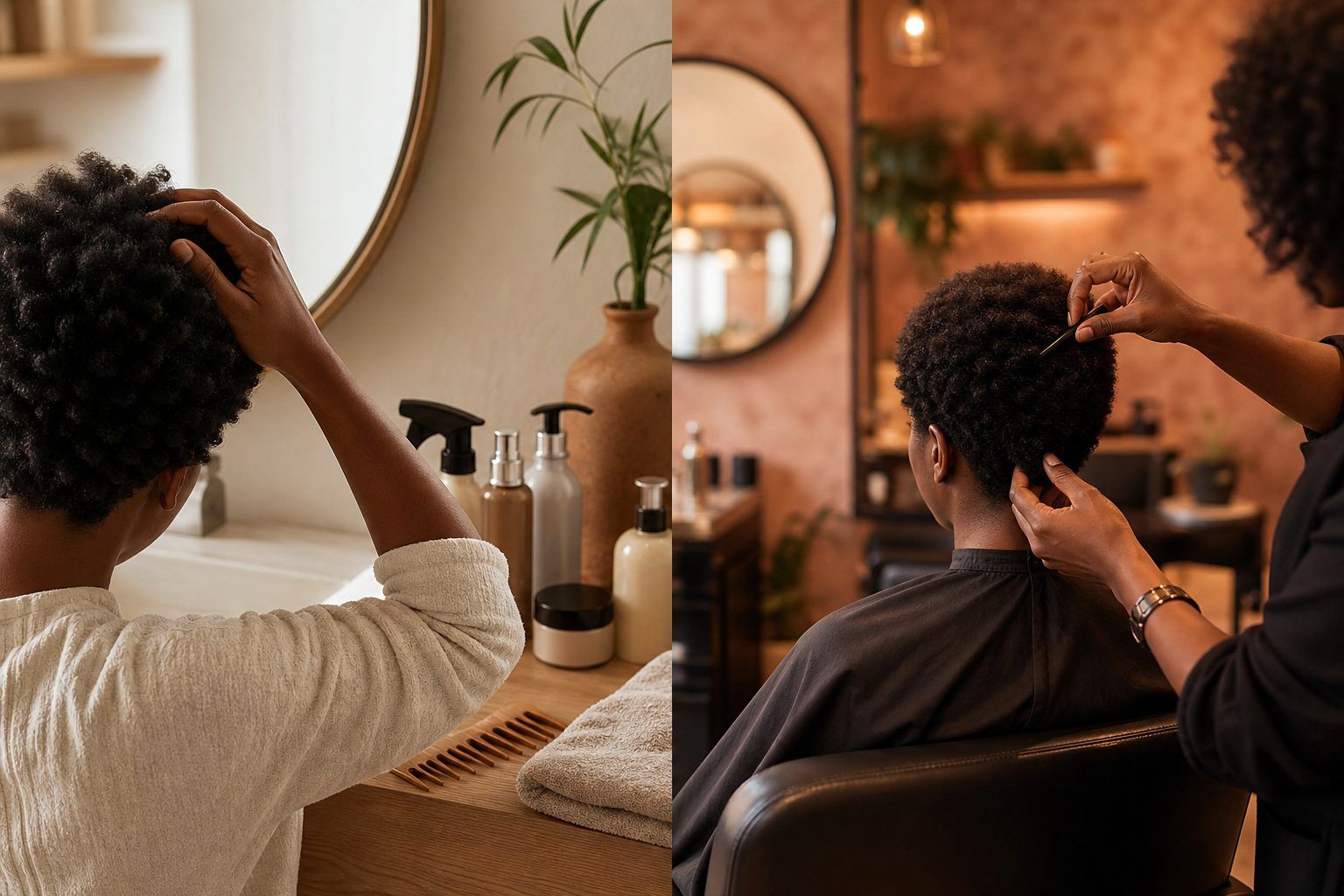 Inspirations associées : choisir entre routine maison et salon afro