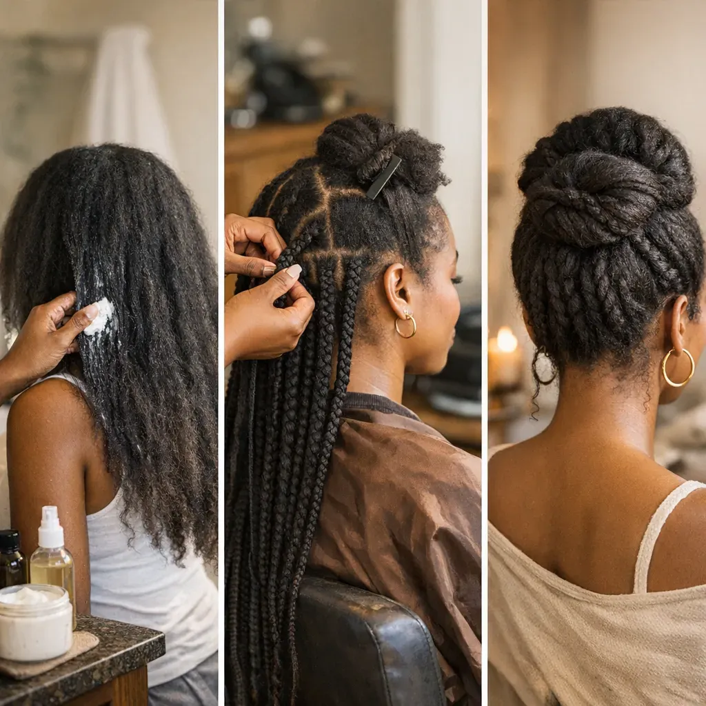 Routine avant, pendant et après les tresses, vanilles et chignons