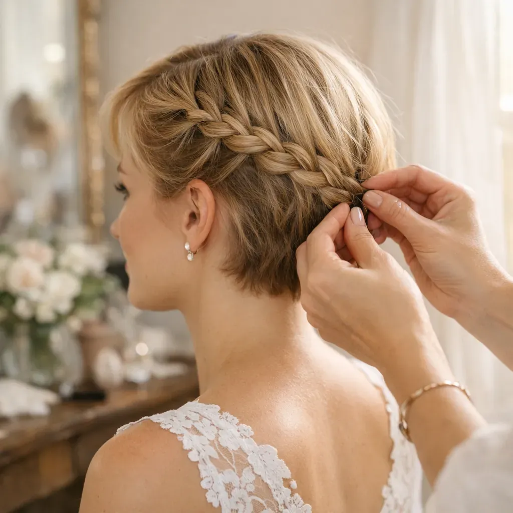 Tuto rapide&nbsp;: faire tenir une tresse sur cheveux courts le jour du mariage