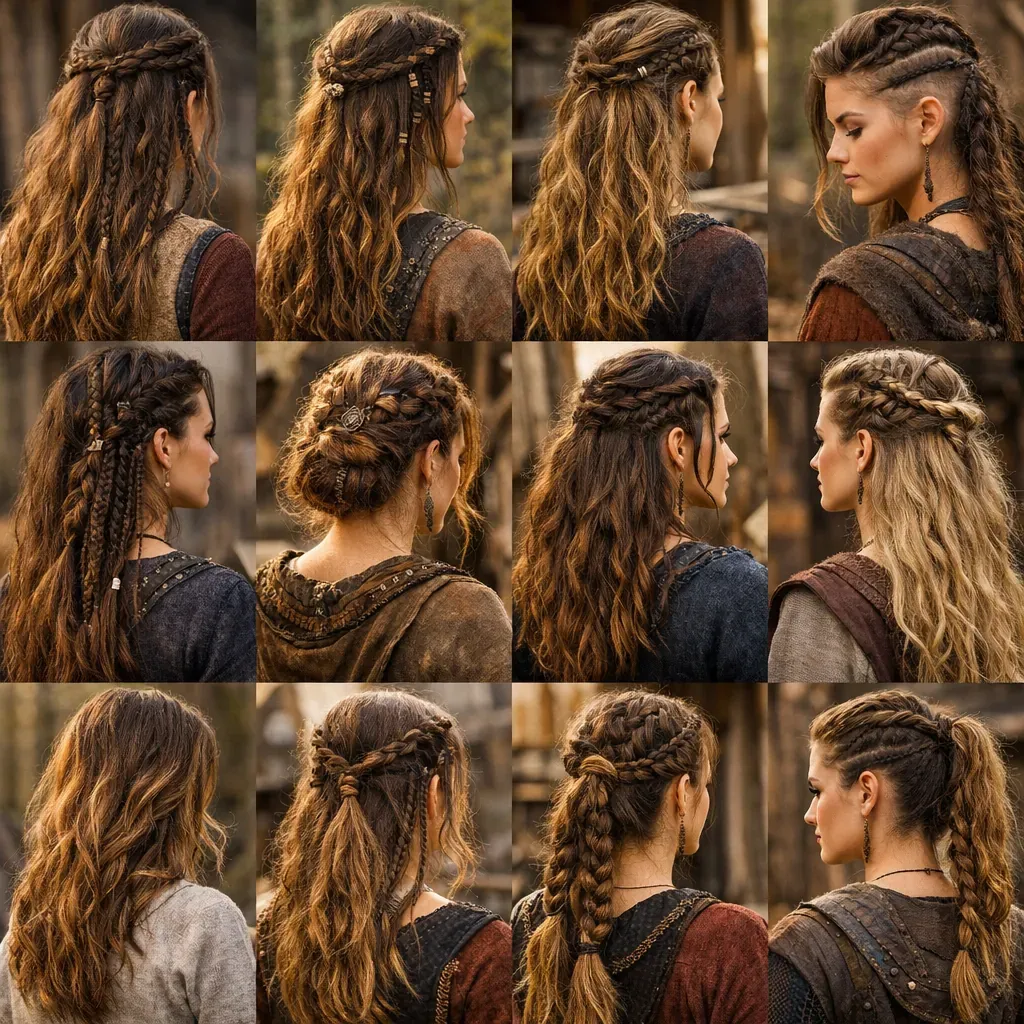 12 idées de coiffure viking femme avec tresse, des cheveux lâches à la queue de cheval