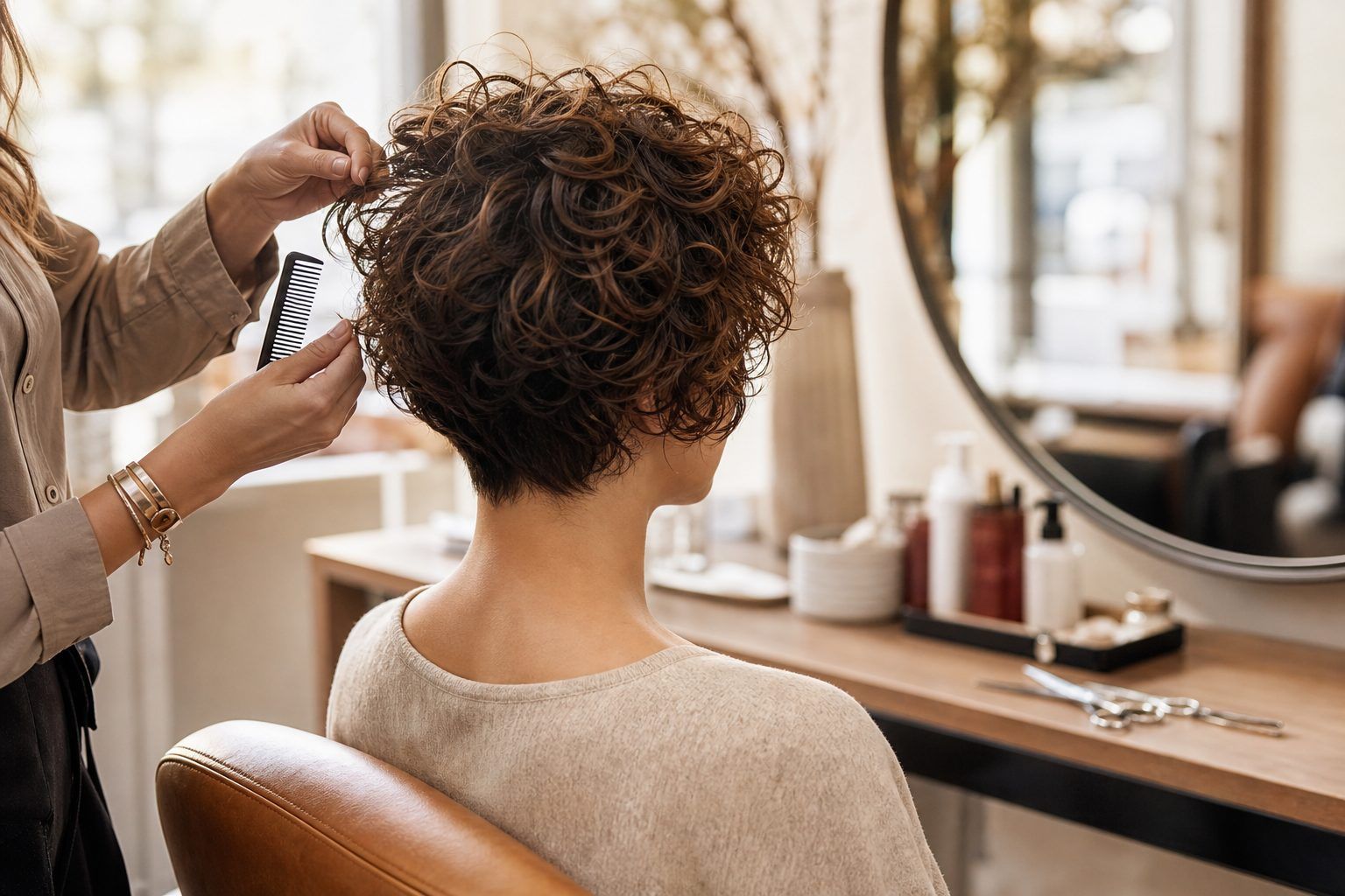 Comment demander un devis pour une coupe courte bouclée au salon ?