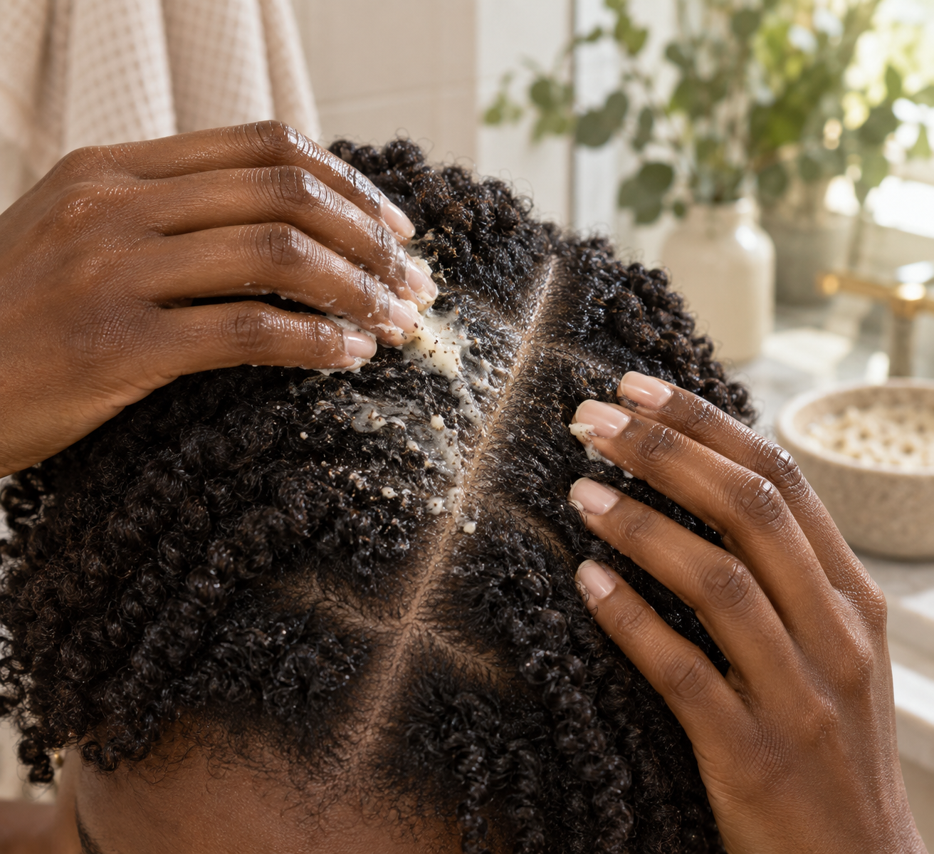 Le gommage cheveux aide à purifier le cuir chevelu