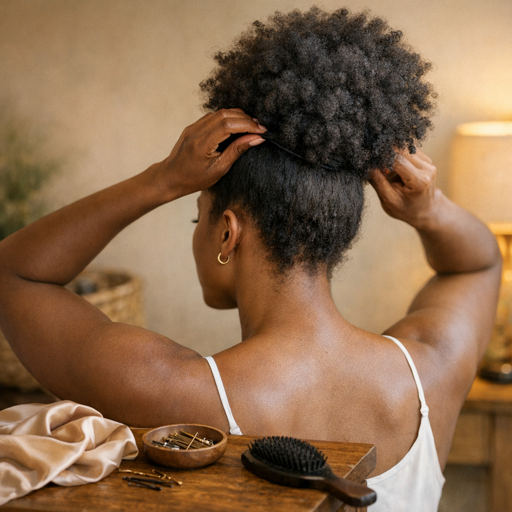 Ces idées de Coiffure pour cheveux crépus protègent sans tirer