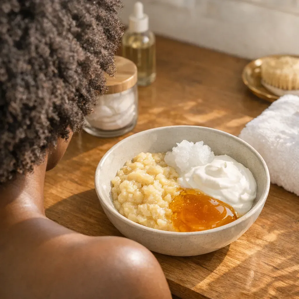 Le masque cheveux banane yaourt se rince sans résidus