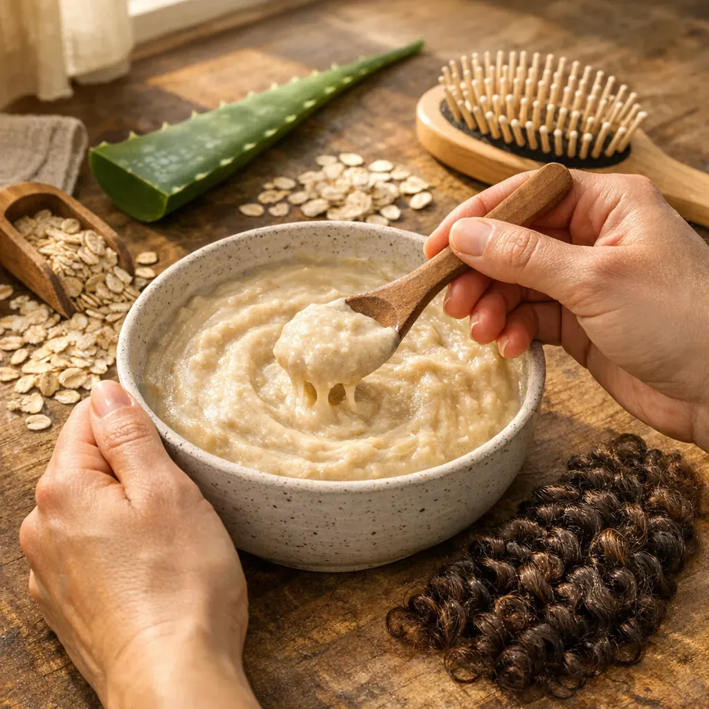 Le Masque cheveux au flocon d'avoine : hydratant sans résidus