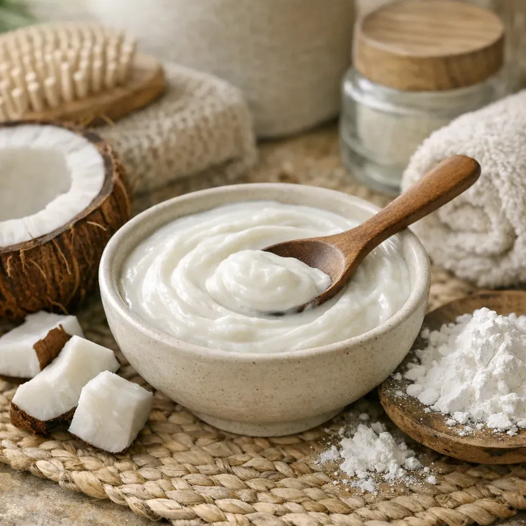 Un Masque Cheveux au lait de coco et à la Maïzena peut assouplir