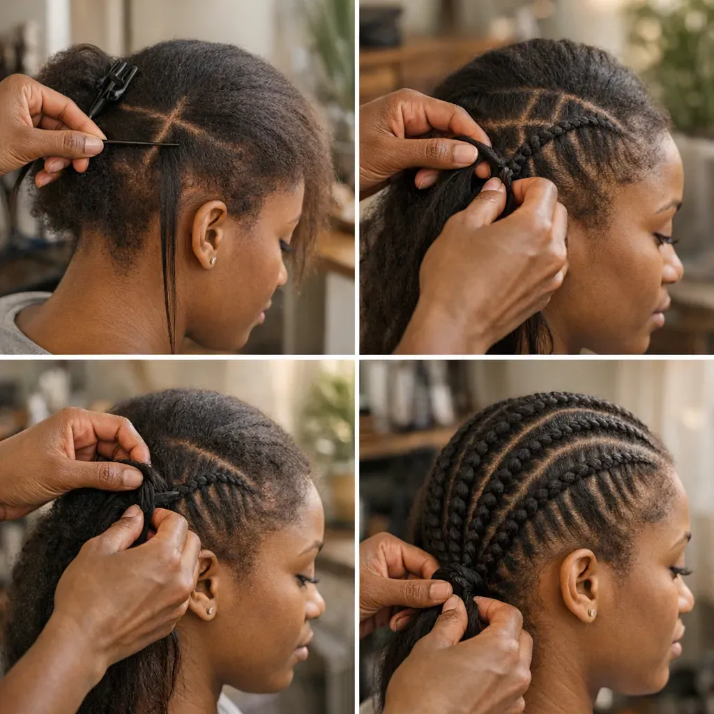 4. Comment faire des nattes collées africaines, étape par étape