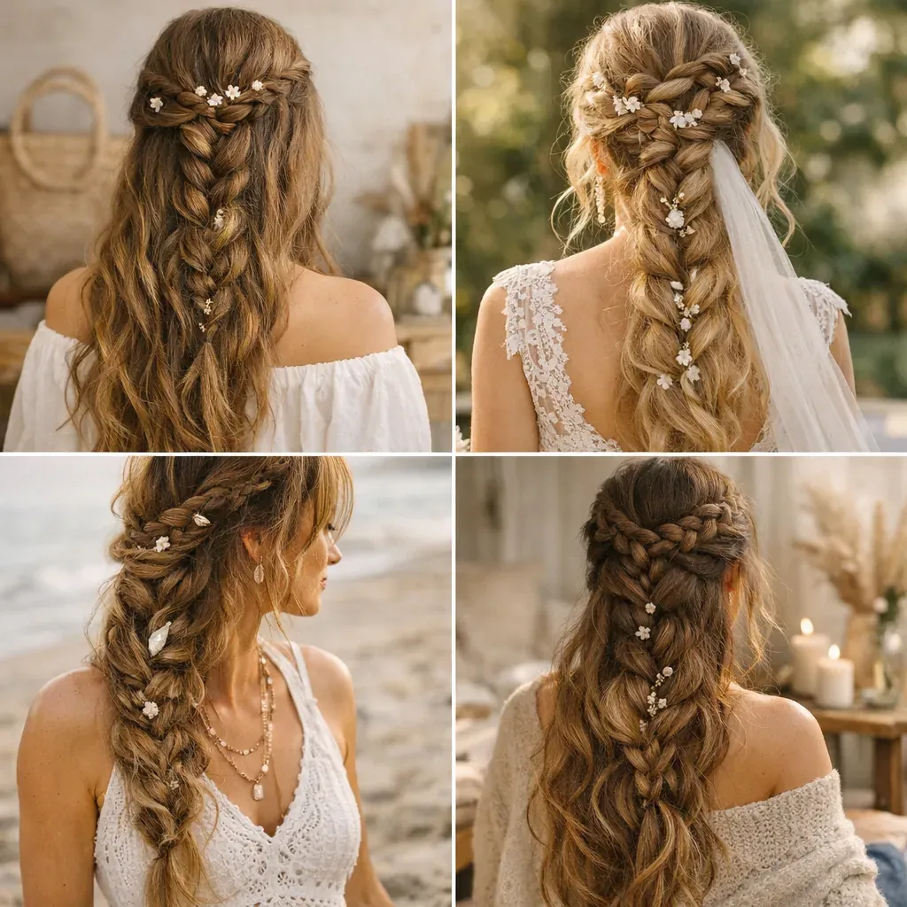 12 idées de tresses bohèmes pour cheveux longs, du quotidien au mariage