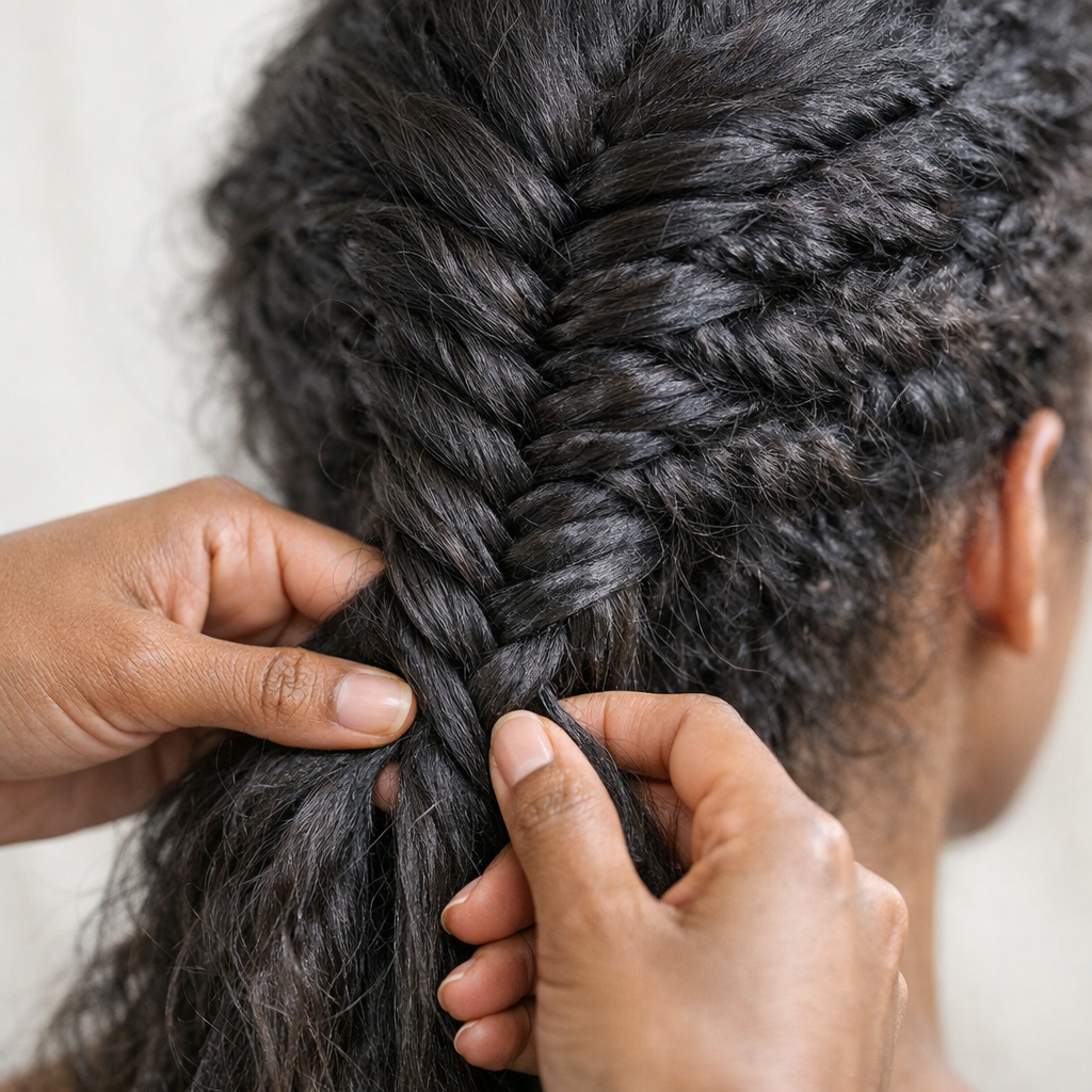 La Tresse épi collée : un Tuto doux pour cheveux texturés