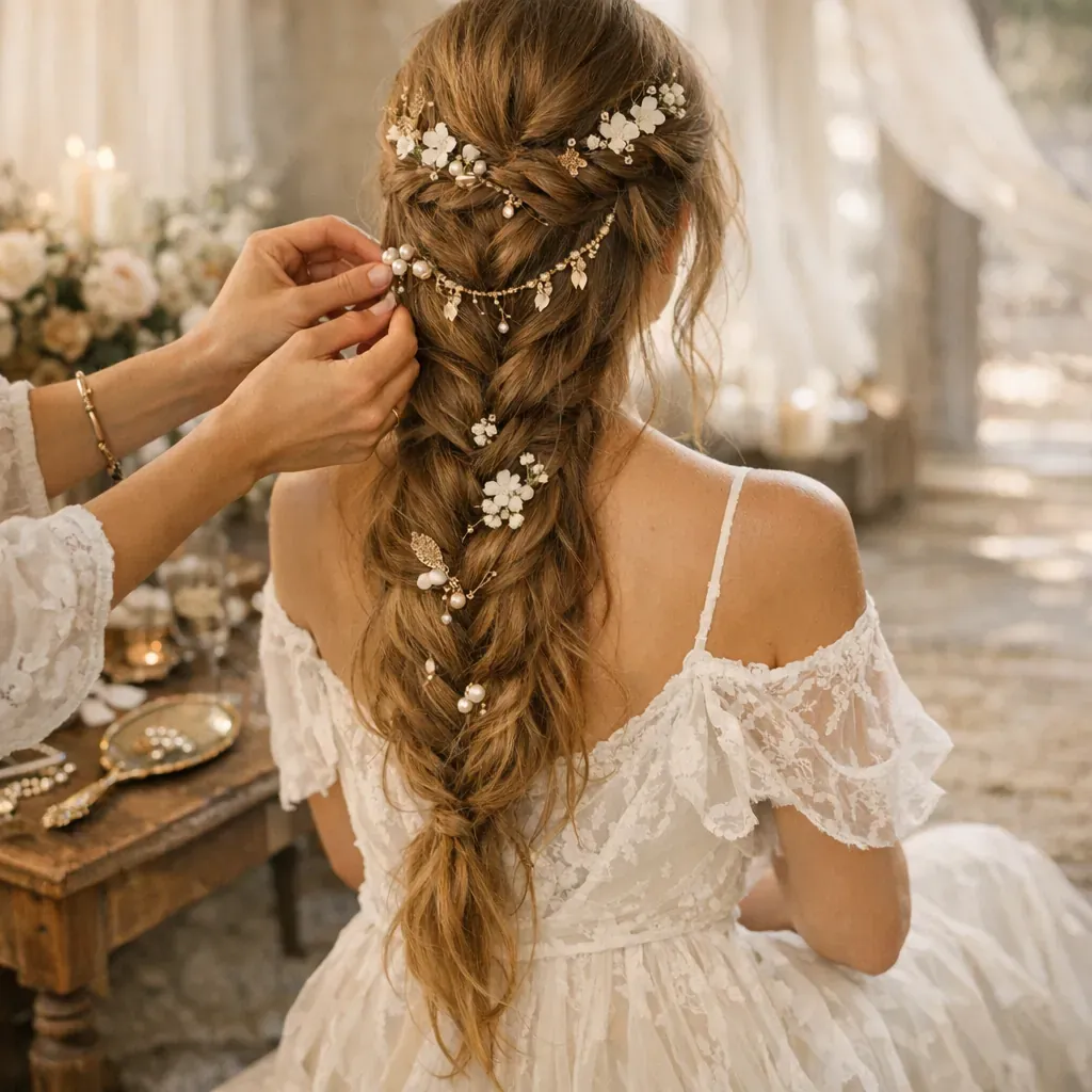 Coiffure bohème chic&nbsp;: accessoires, robe longue et mariage